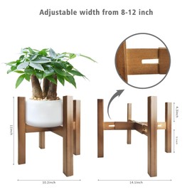 Lissomballon Natural Bamboo Plant Stand Indoor, Adjustable Plant Shelf Indoor Fits 8-12 Inch Pots, Mid Century Modern Decor to Refresh Your Space(Pot & Plant Not Included)