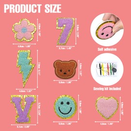 XENAFUMA 138PCS Self Adhesive Chenille Patches with Numbers for Parties and DIY - Cute Embroidered Applique