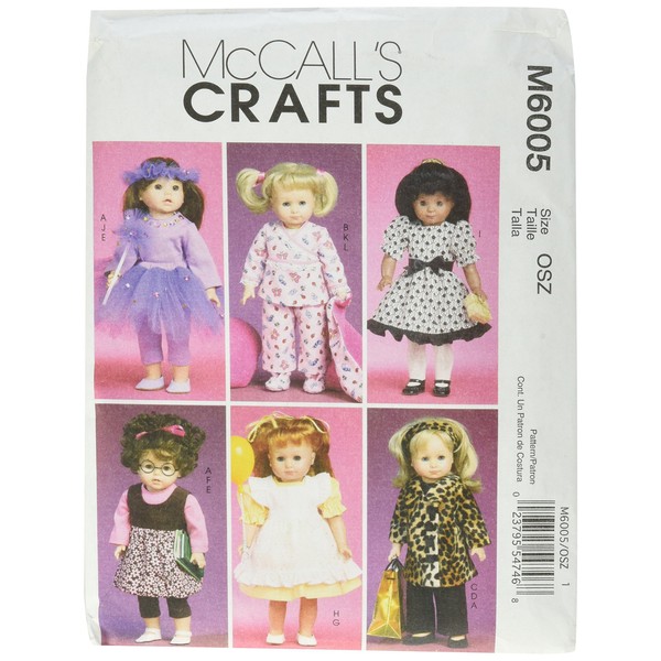 McCall's Patterns M6005 Clothes and Accessories for 18-Inch Doll, One