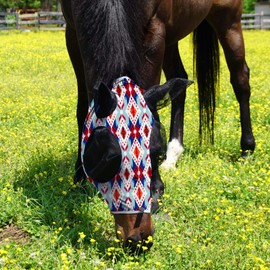 Harrison Howard Super Comfort Stretchy Fly Mask Large Eye Space with UV Protection Soft on Skin with Breathability-Tribal Abstract