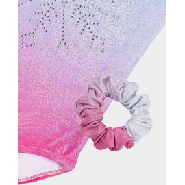 JiAmy Leotards for Girls Gymnastics, Long Sleeve Sparkly Dance Biketards with Shorts Ballet Tumbling Outfit for 9-10 Years Pink Mesh