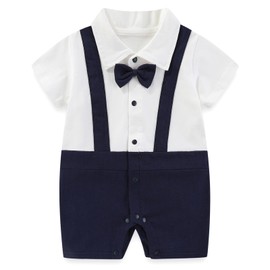 Gajaous Newborn Baby Boys Gentleman Romper Jumpsuit Bodysuit, navy blue