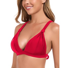 RELLECIGA - Traje de baño con espalda entrecruzada para mujer, Rojo -, Small