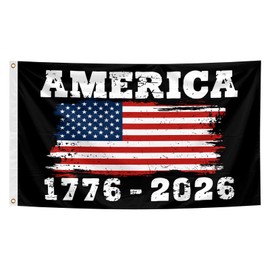 250th Birthday Flag 1776 2026 Flags Black 3x5Ft 250years Usa Outdoor Banner Tapestry with Brass Grommets for Garden and Yard Decorations