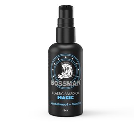 Bossman Organic Beard Oil for Men 2 oz - Beard Moisturizer for Men with Jojoba, Argan, Avocado Oils - Natural Mustache Oil (Magic Scent)