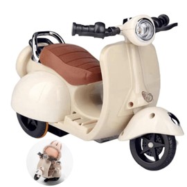 Loaesa Scooter Toy - with Light and Music, Big Into Energy Cute Have a Seat Motorcycles, Interactive Rotating Decor Desktop Ornaments Accessories Collectors (Off-White)