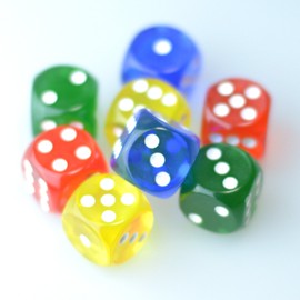 No Border Dice 6 Sides 15 mm Clear Set of 8 (4 Colors X Each 2 Pieces) HB – 002 
