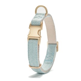 Petiry Tweed Dog Collar with Side Release Metal Buckle,Stylish Durable Cotton Fabric Dog Collar For Small Dogs Neck 25-38cm,Blue