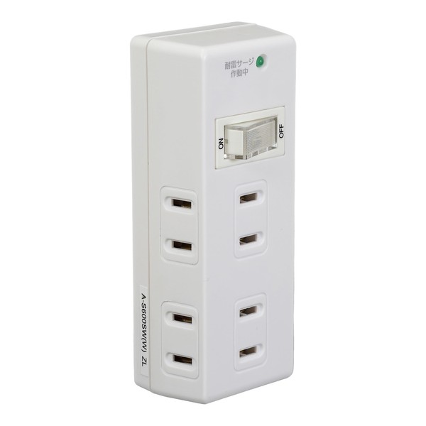 ELPA A-S600SW(W) Centralized Switch Tap Outlet Power Strip Lightning Guard