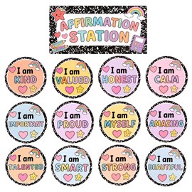 ARCHCRTC 22 Pieces Affirmation Station Composition Notebook Bulletin Board Decorations Set Motivational Positive Encouragement Inspirational Bulletin Board Posters for Back to School Classroom Decor