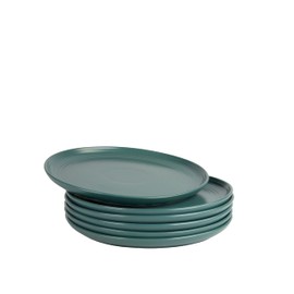 Double Line 8.25" Salad Plate, Set of 6, Emerald Green