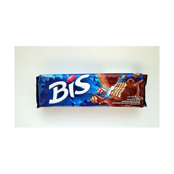 BIS Chocolate Wafer Biscuits, Wafer Rechado Coberto Com Chocolate 126g (Pack of 5) by Lacta
