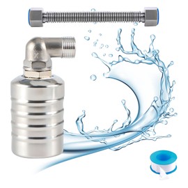 304 Stainless Steel Fully Automatic Water Level Control Float Valve,Automatic Water Level Controller for Water Tank, Stainless Steel Mini Float Ball Valve(1/2''Side Water Intake+30cm Bellows)