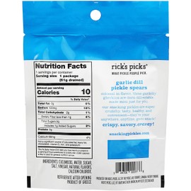 Ricks Picks, Snacking Pickle Spears Garlic Dill, 2.2 Ounce