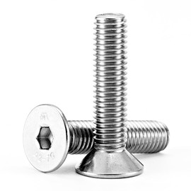 M10-1.5 x 30mm Flat Head Hex Socket Cap Screws Countersunk Bolts, 304 Stainless Steel, Machine Fully Threaded, Metric Allen Socket Drive, Bright Finish, 10PCS