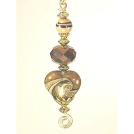 Gold Heart with Copper Bronze Glass Ceiling Fan Pull Chain