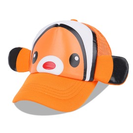 LANGZHEN Toddler Cute Animal Baseball Cap Adjustable Kids Outdoor Sun Hats Baby Mesh Back Cap for Boys and Girls (S-Clownfish)
