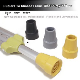 Gfertre Crutch Tips,Winter Frost and Slip Prevention, Replacement Rubber Cane Tips with Metal Washer for Support,Stretchy Universal Size 3/4 Inch to 7/8 Inch,5PCS