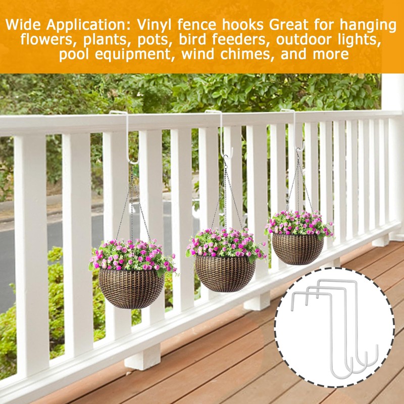 Uenhoy 8 Pack Vinyl Fence Hooks 3 x 8 Inches,