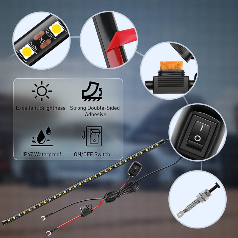 Nilight Under Hood Light Strip 30LED Waterproof Underhood Work Light