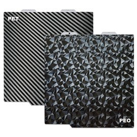 JUUPINE PEO PET Building Plate for Bambu Lab A1 Mini 3D Printer, Diamond PEO + Carbon Fiber PET, Flexible Spring Steel Sheet, Double Sided Textured PEO PET Plate, 184 x 184 mm