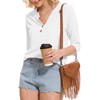 Dimur Womens Tops 3/4 Sleeve Summer V Neck Button Down