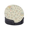 Mid Century Retro Coasters for Drinks Round Leather Coaster with