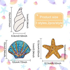FINGERINSPIRE Pack of 6 Starfish Shell Shape Sequins Appliqué Glittering Starfish for Iron-On Shell Hot Glue Fabric Patches for Sewing Sequins Patches for Clothing Repair