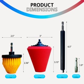 Noyfemr Drill Bit Cone Polisher, Metal Polishing Tool, Car Wheel Polishing Sponge, Polishing Pad, Polishing Ball, with Hand-Held Extension Bracket, Suitable for Hand Drill（with Screw Nut）