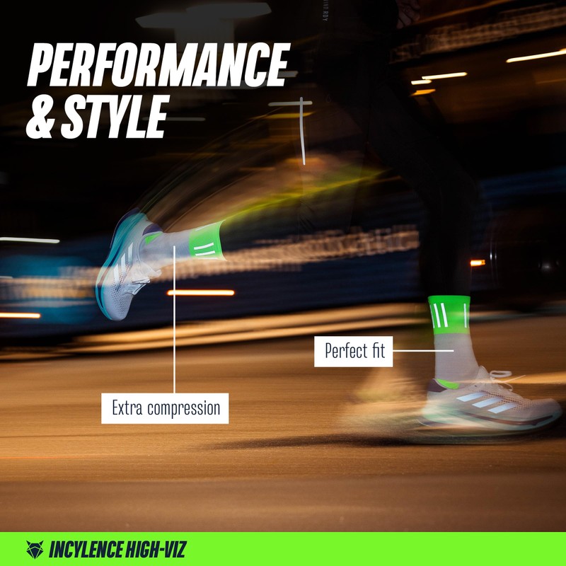 INCYLENCE High Viz Running Socks with Reflectors - Functional and