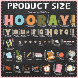 Mooliwe 67 Pcs Back to School Bulletin Board Hooray You're Here Decoration Set Retro Groovy Cutouts for Elementary Preschool Back to School Wall Decoration Teachers Supplies
