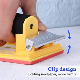 OUNONA Hand Grip Sandpaper Holder Sponge Handle Handheld Sand Paper Frame Grinding Polished Tools For Walls Woodworking Polishing Sanding Tools Abrasive Tools (Yellow)