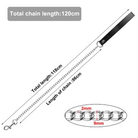 Dog Chain Lead, 118 cm Dog Chain Lead, Metal Chains Lead, Dog Chain, Chain Lead for Dogs, Dog Chain, Dog Lead Metal - Black + Silver