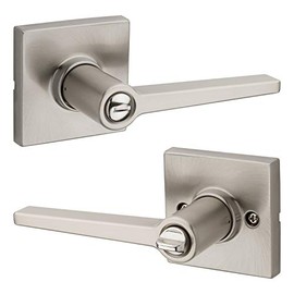 Weiser Daylon Satin Nickel Door Handle, Reversible Privacy Lever, Interior Door Handles for Bedroom and Bathroom Doors, Keyless Bathroom/Bedroom Door Lock, Modern Home Décor