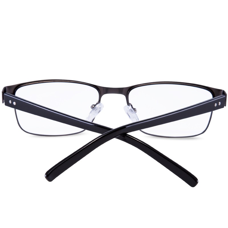 EYEGUARD Readers Metal Deluxe Rectangular Reading Glasses for Men 4.00