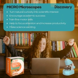 DISCOVERY Micro Marine Educational Microscope for Kids and Beginners with Colorful Book in English in the Kit, Light Blue