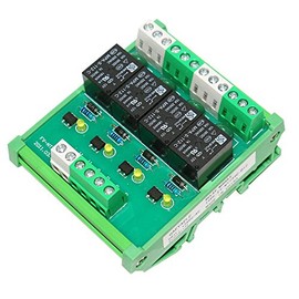GAEYAELE 4 Channel 1 SPDT DIN Rail Mount 12V 24V DC/AC Interface Relay Module (FY-T734-12VACDC)