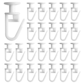 RHQFDM 100 Pcs White Curtain Hooks,Plastic Curtain Glider Hooks,Drapery Track Gliders 11mm,Drapes Rail Gliders,for Ceiling Track Systems,Outdoor Pergolas,and Car Sunshades