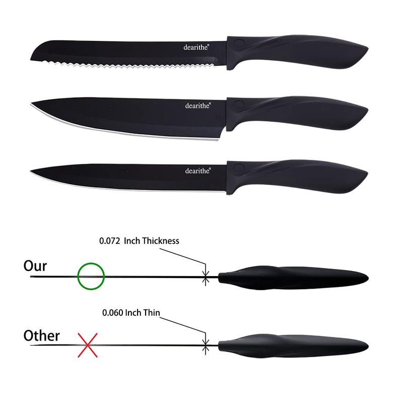 dearithe Kitchen Knife Set 7 Piece, High Carbon Stainless Steel