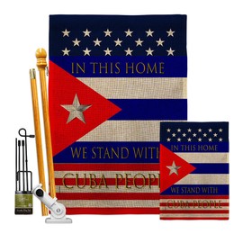 USA Decoration Stand with Cuba Burlap Garden House Flag Kit Support Cause BLM Anti Racism Justice Revolution Movement Equality Social Decoration Banner Small Yard Gift Double-Sided, Made in USA