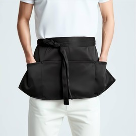 LyJussly 3 Pack Splash-proof Waiter Waist Aprons 3 Large Pockets Extra Long Belt Waiter Aprons for Men and Women, Restaurant Kitchen Garden