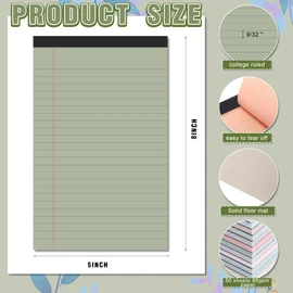Lincia 12 Pcs 5" x 8" Mini Legal Pads College Ruled 50 Sheets Per Notepad Micro Writing Pads Perforated Note Pads Lined Note Paper for School College Office Professional (Retro Colors)