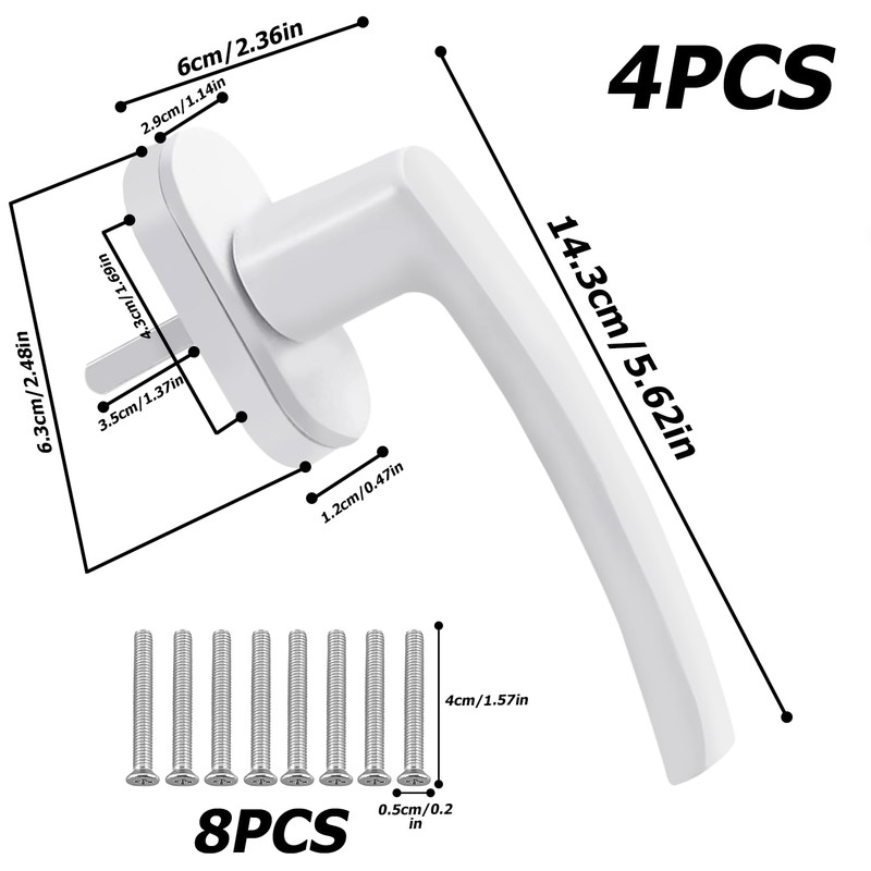 HOMURY Set of 4 Aluminium Window Handles: Lockable Window Handle,