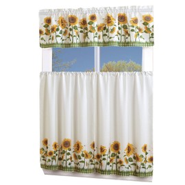 Amanecer 3 piezas Cocina con diseño Floral/para cortina con botín y niveles juego de cortina de ventana