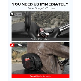 Benlari Rider Backrest Bag, Driver Backrest Organizer Bag, Motorcycle Backrest Storage Bag Kit Fit for Harley Touring CVO Street Glide Road Glide Limited Sportster Tri Glide Dyna Softail