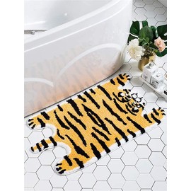 Cute Soft Tiger Shaped Animals Bath Mat Area Rug for Bedroom Kitchen Bathroom Floor Water Absorption Non-Slip Small Carpet Door Mat Bedroom Playmat 19.7x35.4 inch/50 x 90CM