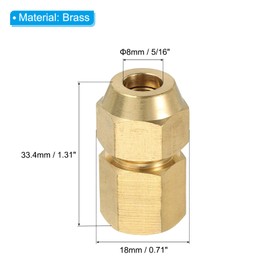 PATIKIL Brass Pipe Fitting, 1/4" G Female x 5/16" Flare Male Reducer Adapter SAE 45 Degree Brass Flare Pipe Extension Connector with Nut for Air Conditioner Gas Line Refrigeration HVAC