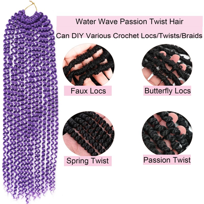 Purple Passion Twist Hair 24 Inch 5 Packs Water Wave