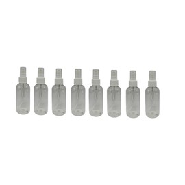 Natural Farms 4 oz Clear Boston BPA FREE Bottles - 8 Pack Empty Refillable Containers - Essential Oils Cleaning Products - Aromatherapy | White Fine Mist Sprayers - Made in the USA