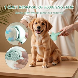 Pet Steam Brush for Dog and Cat，3 in 1 Spray Hair Removal Comb，Steam for Shedding & Grooming，Water Brush for Long and Short Haired Pets Remove Tangled Loose Hairs (Green)